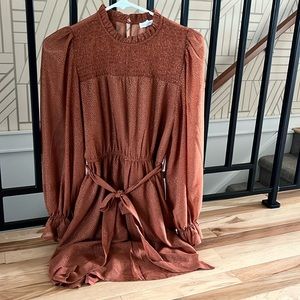 Rust with gold dots mini dress